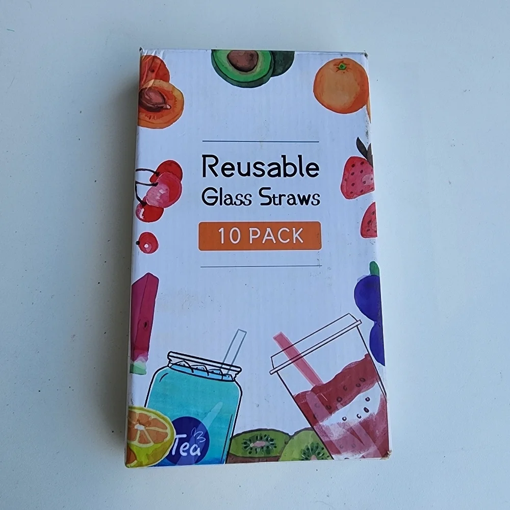 Reusable Glass Straws 10 Pack - Multicolor